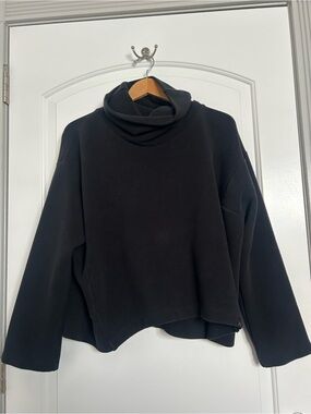 Varley Black Ribbed Cowl Neck Sweater Size L athleisure workout cozy normcore